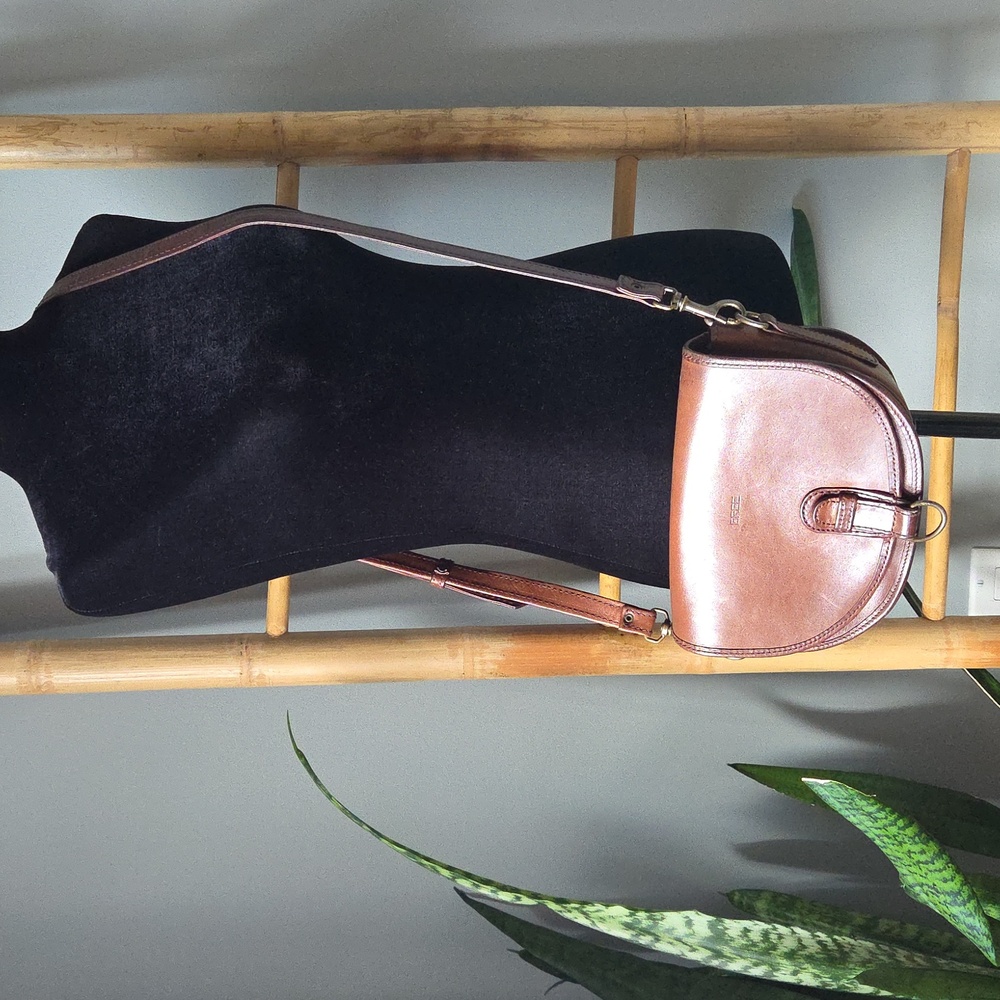 Vintage Bree Natural Leather Saddle Crossbody Handbag
